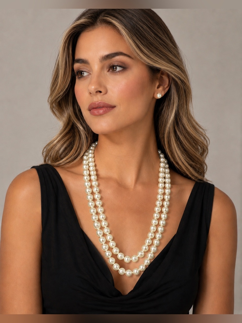 Vtg 60” Chunky Faux Pearl Rope Necklace Glass Bead Opera Length Old Money Luxe